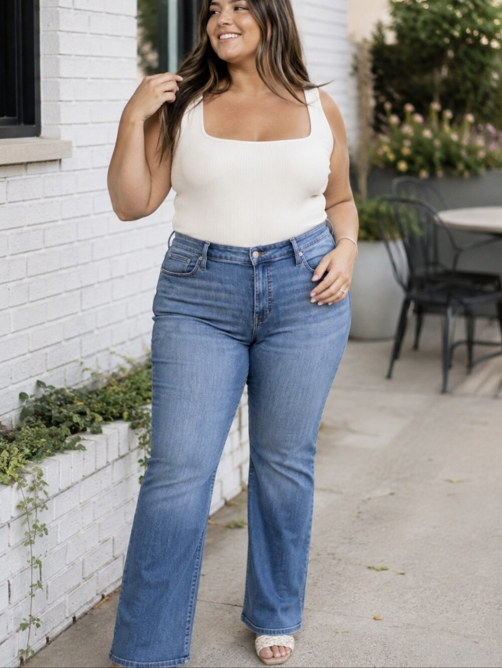 Madewell Kick Out Full Length Jeans 18W Merrigan Wash Flare Stretch Denim
